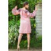 Boho Style Embroidered Classic Dress Baby Pink with Black Embroidery